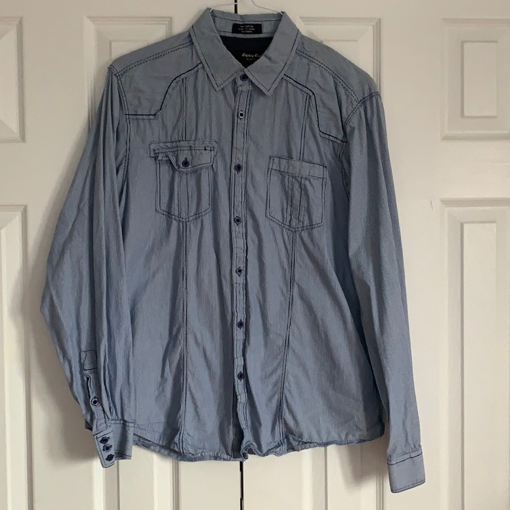 🐺 [Eighty Eight Platinum] Mens Striped Button Down Shirt